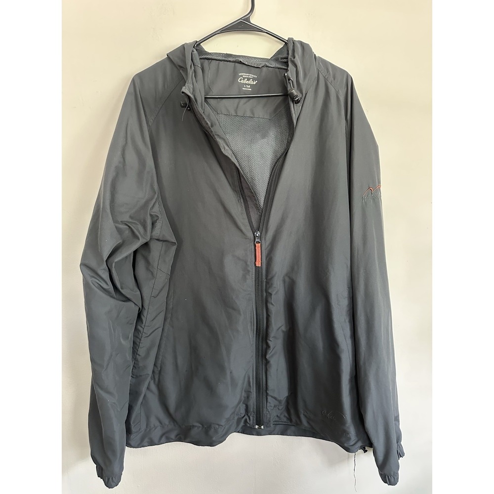 Cabelas Lightweight Windbreaker Rain Coat Outdoors Jacket LARGE TALL LT Full Zip